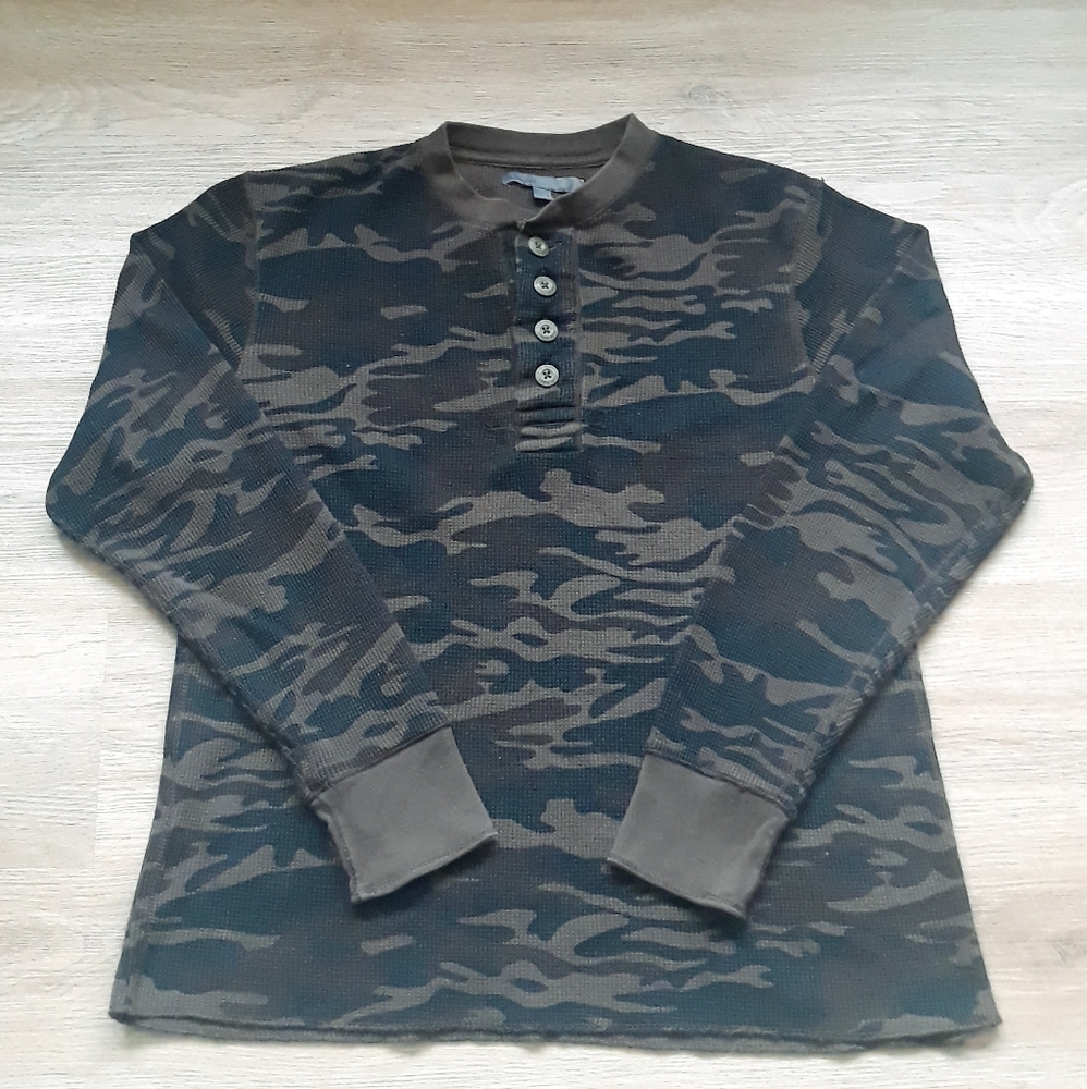 Retro Old Navy Camo Thermal Long Sleeve Henley Shirt - Men's Large Camo Shirt - Picture 12 of 12